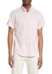 Naked & Famous Denim Easy Organic Cotton Short Sleeve Button-Down Shirt in Organic Cotton Twill - Pink at Nordstrom