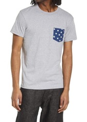 Naked & Famous Denim Men's Cat Pocket Cotton T-Shirt in Heather Grey Cats Faces Navy at Nordstrom