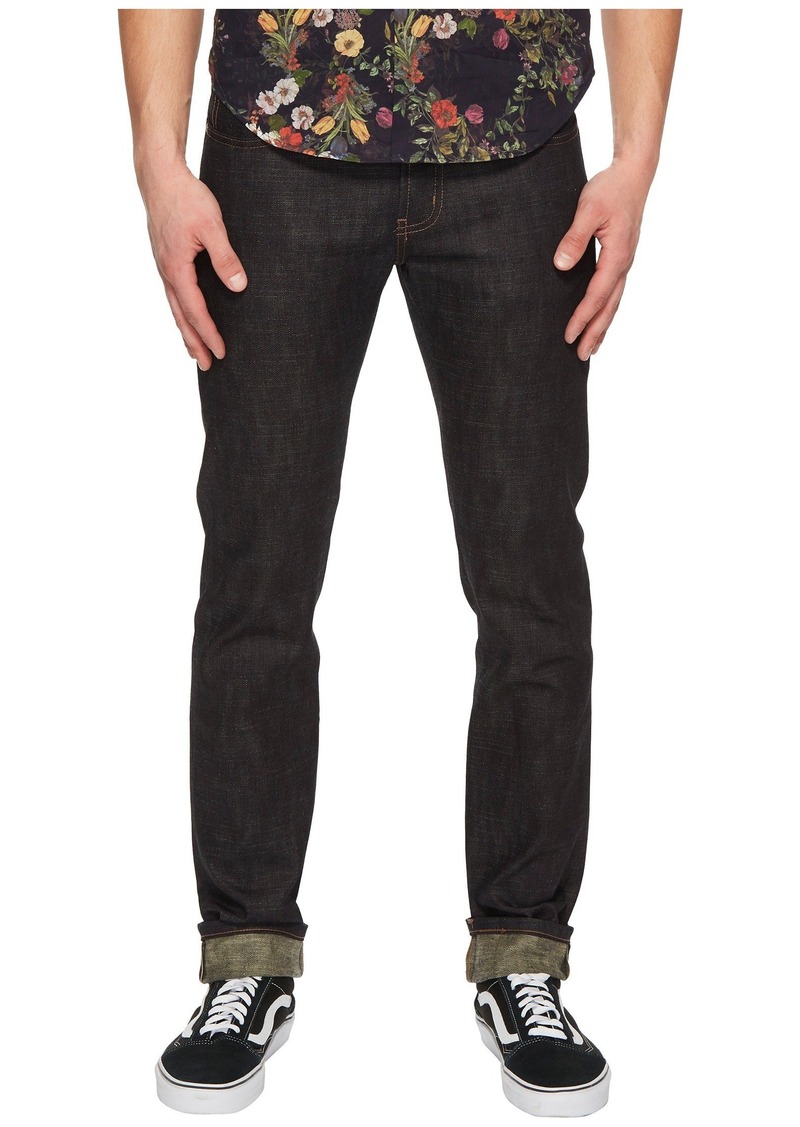 slub stretch selvedge with beige weft