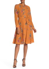 Nanette Lepore Floral Pintuck Long Sleeve Dress
