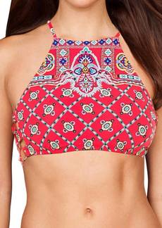 Nanette Lepore High Neck Bikini Top In Pretty Tough