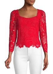 Nanette Lepore Lace Puff Sleeve Top