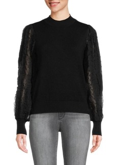 Nanette Lepore Lace Sleeve Mockneck Sweater