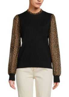 Nanette Lepore Leopard Puff Sleeve Sweater
