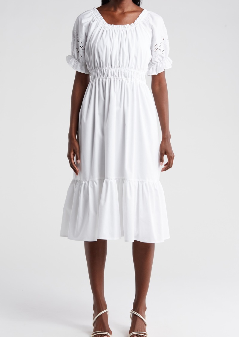 Nanette Lepore Amber Off the Shoulder Midi Dress in Brilliant White at Nordstrom Rack