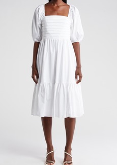 Nanette Lepore Amber Puff Sleeve Tiered Dress in Brilliant White at Nordstrom Rack