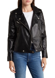 Nanette Lepore Faux Leather Moto Jacket in Very Black at Nordstrom Rack
