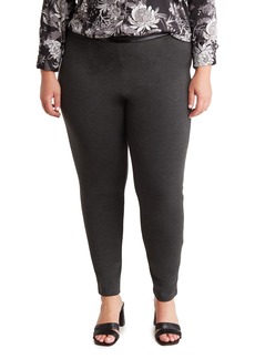 Nanette Lepore Faux Leather Trim Ponte Leggings in Heather Charcoal at Nordstrom Rack