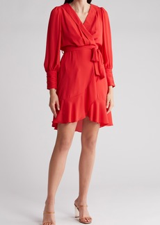 Nanette Lepore Long Sleeve Crepe Chiffon Dress in Pure Red at Nordstrom Rack