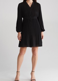 Nanette Lepore Long Sleeve Crepe Chiffon Dress in Very Black at Nordstrom Rack