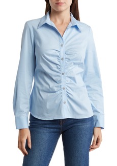 Nanette Lepore Ruched Button-Up Shirt in Chambray Blue at Nordstrom Rack