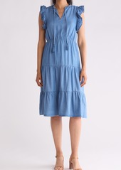 Nanette Lepore Ruffle Tie Neck Maxi Dress in Medium Indigo at Nordstrom Rack