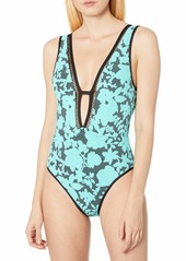 Nanette Lepore Women's  Jacquard Embossed Floral Goddess One Piece Mio Swimsuit S