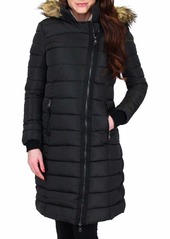 Nanette Lepore Women's Long Asymmetric Puffer Coat with Hood