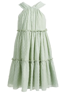 Nannette Big Girls Jacquard Clip-Dot Chiffon Dress - Green
