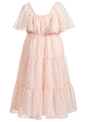 Nannette Big Girls Tiered Metallic Chiffon Midi Dress - Coral