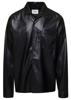 Nanushka 'Duco' Black Jacket with Cuban Collar in Faux Leather Woman