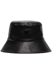 Nanushka logo-plaque faux-leather bucket hat