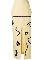 Nanushka motif-print high-slit midi skirt
