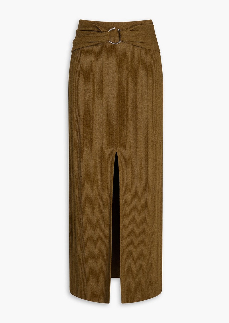 Nanushka - Muyta ring embellished ribbed cotton-blend midi skirt - Brown - XS