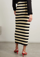 Nanushka - Nima striped cotton-blend terry midi skirt - Black - XXS