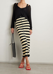 Nanushka - Nima striped cotton-blend terry midi skirt - Black - XXS