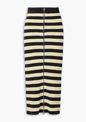 Nanushka - Nima striped cotton-blend terry midi skirt - Black - XXS