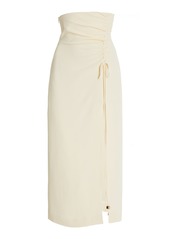 Nanushka - Women's Malorie Ruched Georgette Midi Skirt - White/black - Moda Operandi