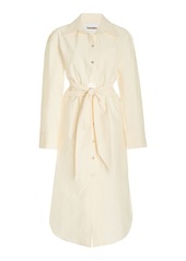 Nanushka - Women's Rowan Cotton-Blend Cutout Midi Shirt Dress - White/brown - Moda Operandi