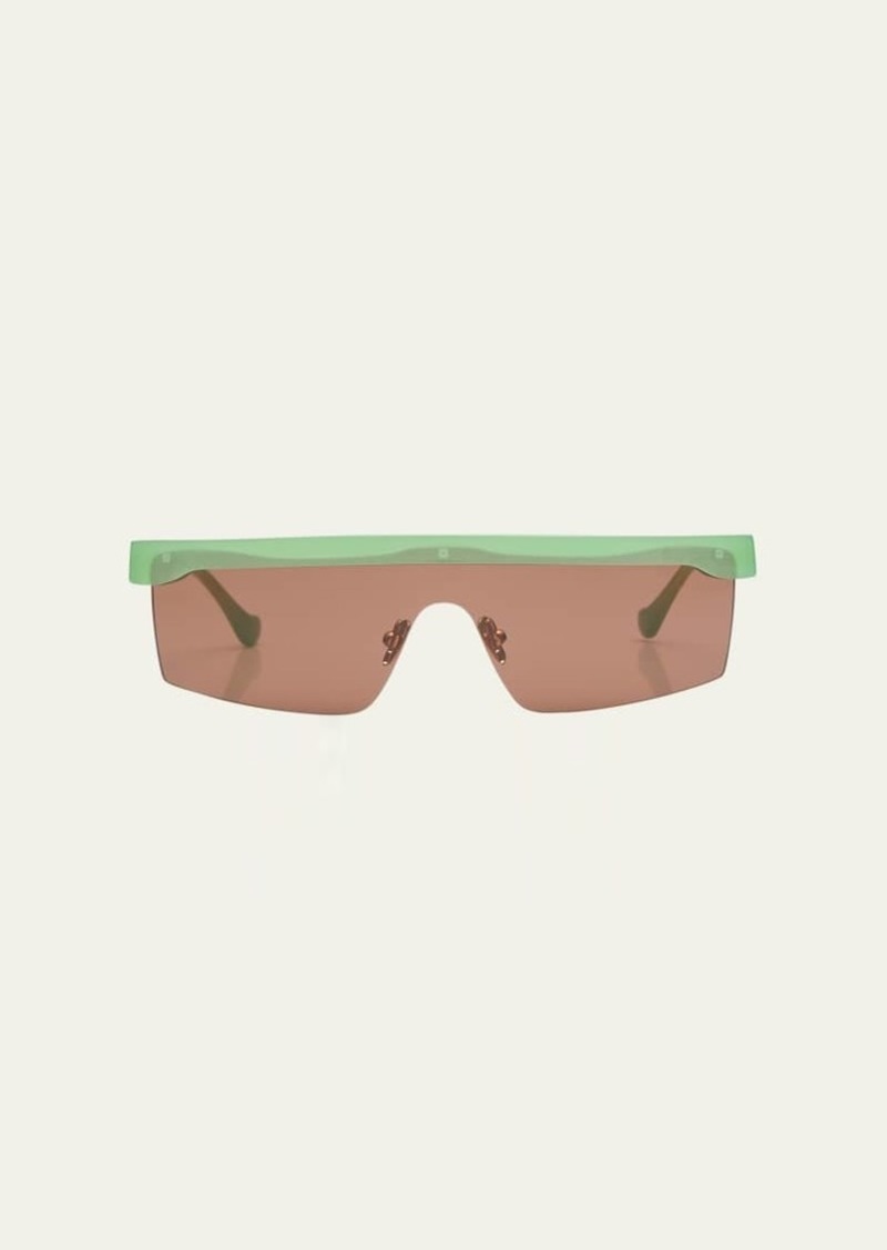Nanushka Callias Flat-Top Acetate Shield Sunglasses
