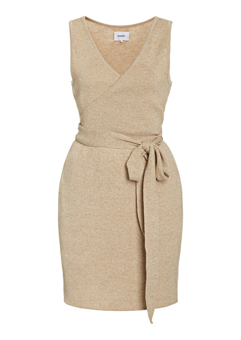 Nanushka Callie Cotton-Blend Mini Wrap Dress