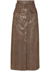 Nanushka Woman Aarohi Belted Snake-effect Vegan Leather Midi Skirt Animal Print