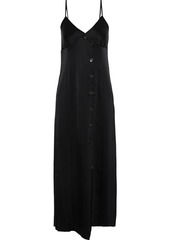 Nanushka Woman Ancens Button-detailed Charmeuse Midi Slip Dress Black
