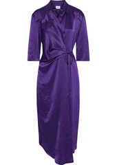 Nanushka Woman Dalas Draped Crinkled Washed-satin Wrap Dress Purple