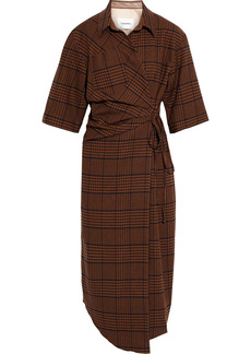 Nanushka - Lais Prince of Wales checked tweed midi wrap dress - Brown - XS