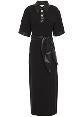 Nanushka Woman Vegan Leather-trimmed Crepe Maxi Dress Black