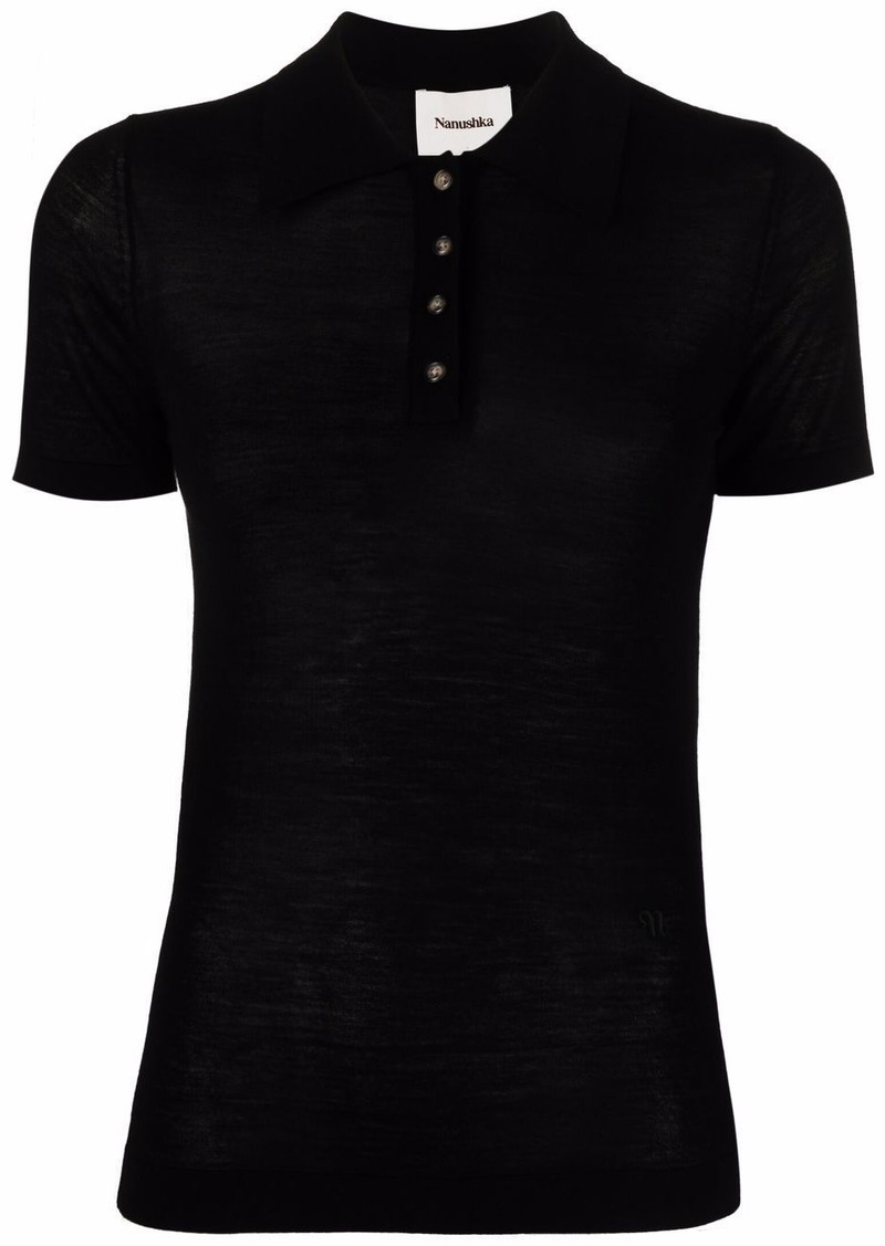 Nanushka semi-sheer knitted polo shirt