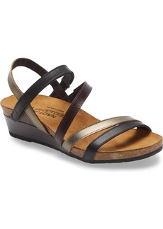 Naot Hero Strappy Wedge Sandal In Black-Brown Pewter Combo