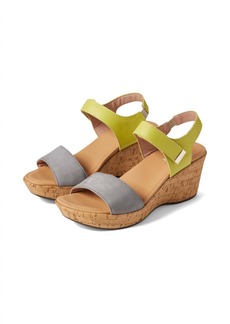 Naot Summer Platform Wedge In Smoke Gray Nubuck/soft Lime Leather