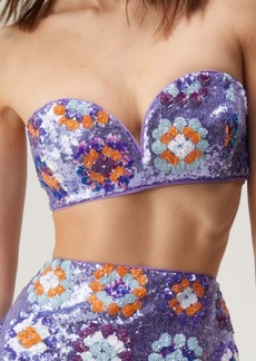 NASTY GAL '70s Floral Sequin Strapless Bralette Top