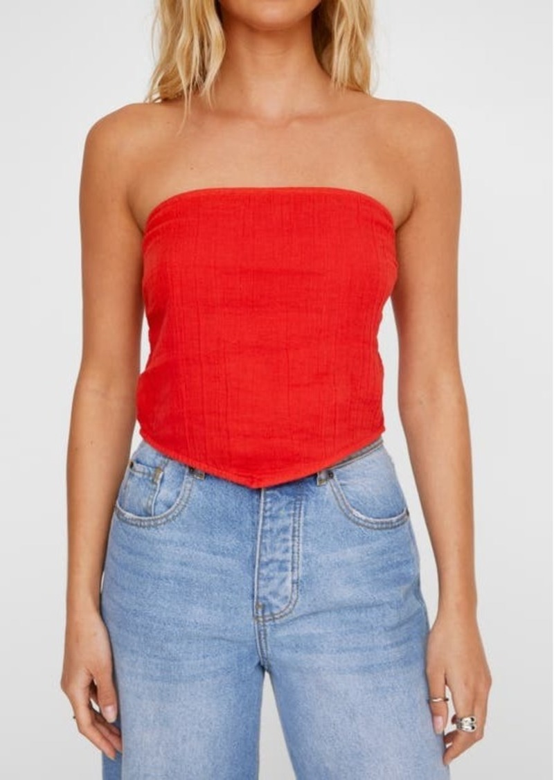 NASTY GAL Casual Triangle Hem Tie Back Strapless Top