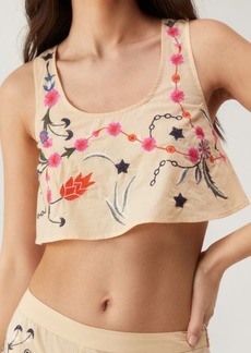 NASTY GAL Floral Embroidered Cotton Crop Tank