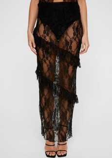 NASTY GAL Ruffle Sheer Lace Cover-Up Skirt