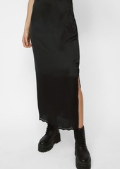 NASTY GAL Scallop Cutwork Satin Maxi Skirt