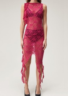 NASTY GAL Sheer Lace Ruffle Dress
