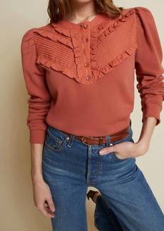 Nation Ltd. Fifi Frilly Combo Sweatshirt In Red Clay