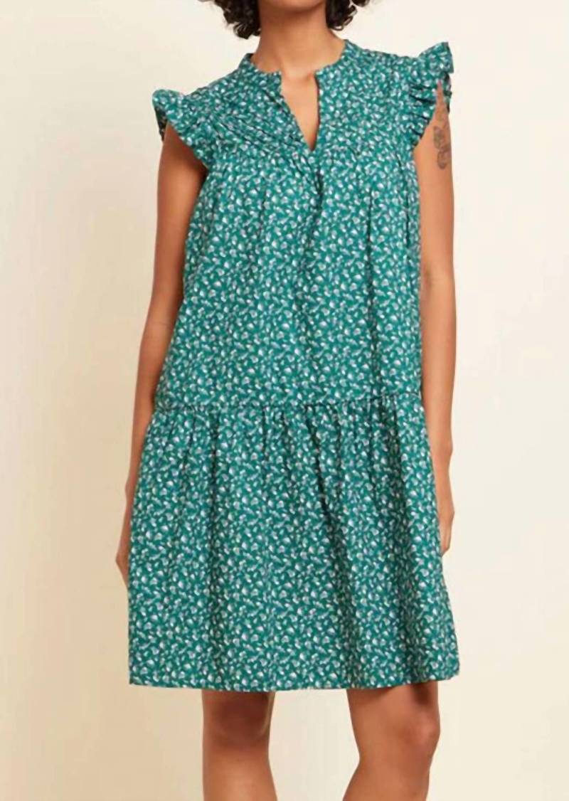 Nation Ltd. Jasmine A-Line Ruffled Mini Dress In Emerald Floral