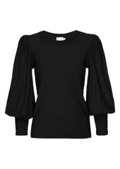 Nation Ltd. Loren Smocked Peasant Tee In Black