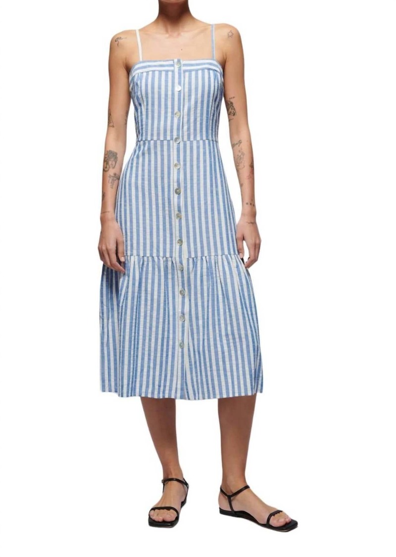 Nation Ltd. Luciana Stripe Single Tier Dress In Parisian Blue Stripe