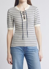 Nation Ltd. Nation LTD Reeve Lace Up Cotton Knit Top